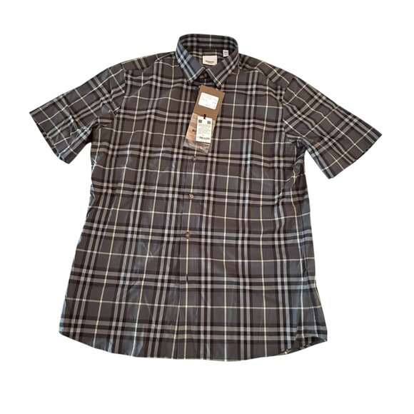 Burberry Men's SHEFFORD Gray Check Short Sleeve Shirt 8084691 - Picture 3 of 14
